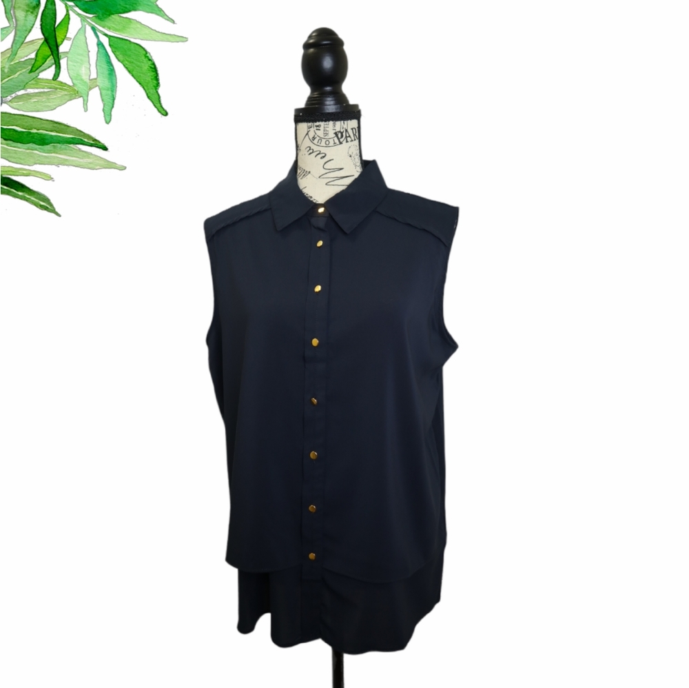 Premise Button Down Black Sleeves Top